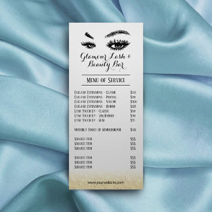 Lashes Makeup Artist Gold Glitter Salon Price List Rack Card