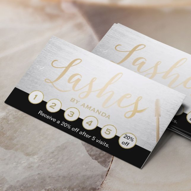 Lashes Makeup Artist Gold Script Loyalty Punch Card (Creator Uploaded)