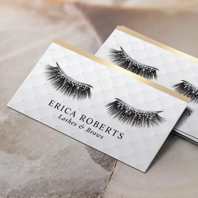 Lashes Makeup Artist Luxury Eyelash Gold Border Business Card (Creator Uploaded)