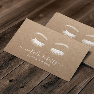 Lashes Makeup Artist Minimalist Rustic Kraft Business Card