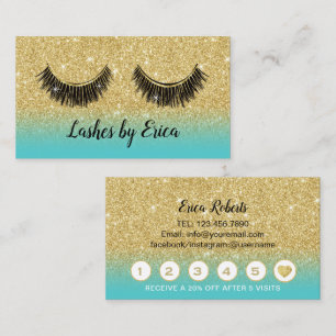 Lashes Makeup Artist Modern Gold Glitter Loyalty Card