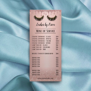 Lashes Makeup Artist Modern Rose Gold Price List Rack Card
