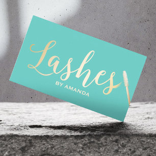Lashes Makeup Artist Modern Teal & Gold Business Card