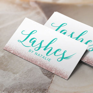 Lashes Makeup Artist Modern Teal Typography Business Card