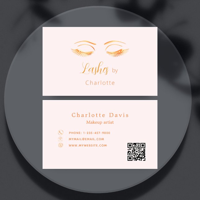 Lashes makeup artist pink QR code Business Card (Creator Uploaded)