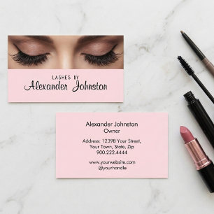 Lashes Makeup Artist Professional Pink Minimalist Business Card