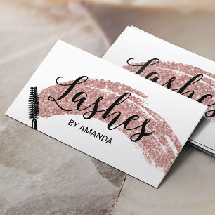 Lashes Makeup Artist Rose Gold Brush Strokes Business Card