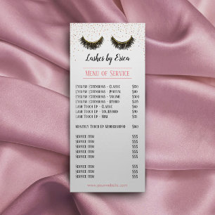 Lashes Makeup Artist Rose Gold Confetti Price List Rack Card