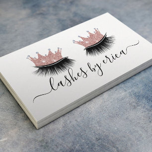 Lashes Makeup Artist Rose Gold Crown Eyelash Business Card