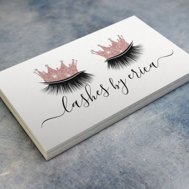 Lashes Makeup Artist Rose Gold Crown Eyelash Business Card (Creator Uploaded)
