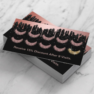 Lashes Makeup Artist Rose Gold Dripping Loyalty Card