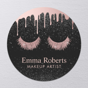 Lashes Makeup Artist Rose Gold Dripping Salon Classic Round Sticker