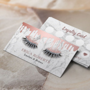 Lashes Makeup Artist Rose Gold Drips Marble Loyalty Card