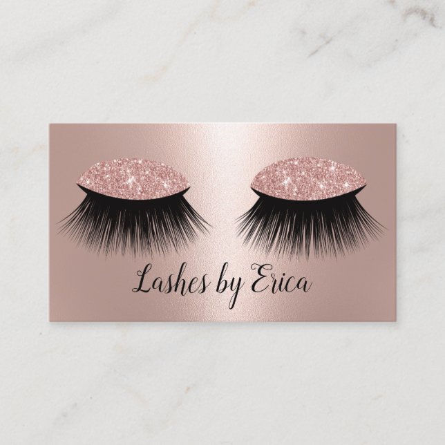 Lashes Makeup Artist Rose Gold Foil Salon Loyalty Card (Front)