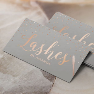 Lashes Makeup Artist Rose Gold & Grey Business Card