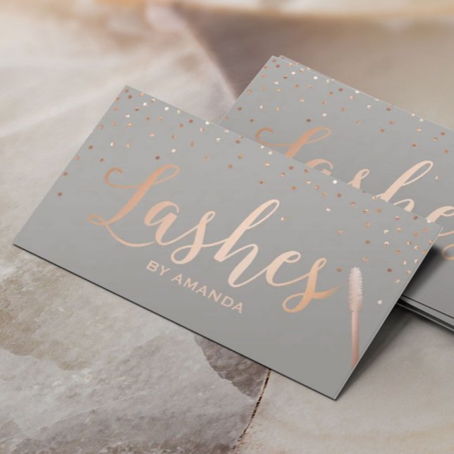 Lashes Makeup Artist Rose Gold & Grey Business Card (Creator Uploaded)