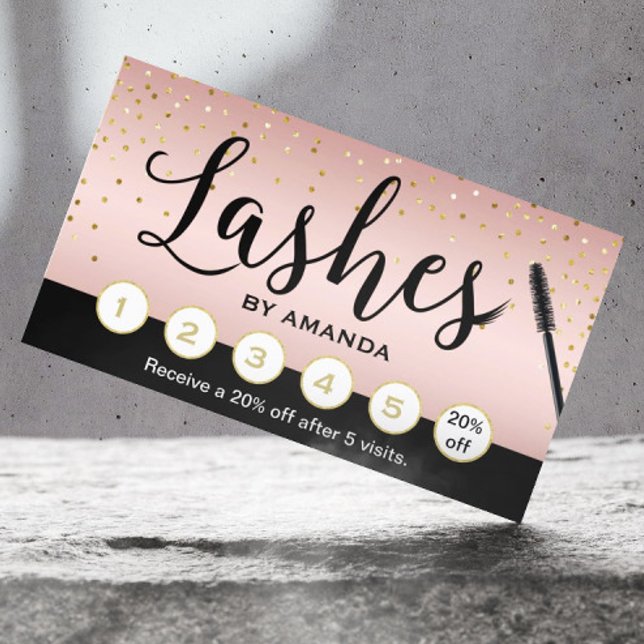 Lashes Makeup Artist Rose Gold Loyalty Punch Card (Creator Uploaded)