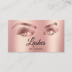 Lashes Makeup Artist Rose Gold Mascara Brows Business Card