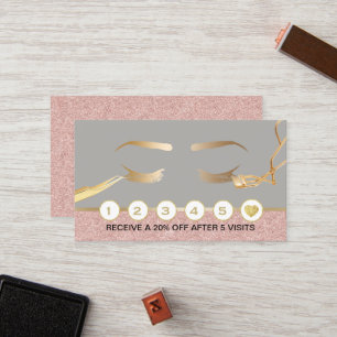 Lashes Makeup Artist Rose Gold & Silver Loyalty Card
