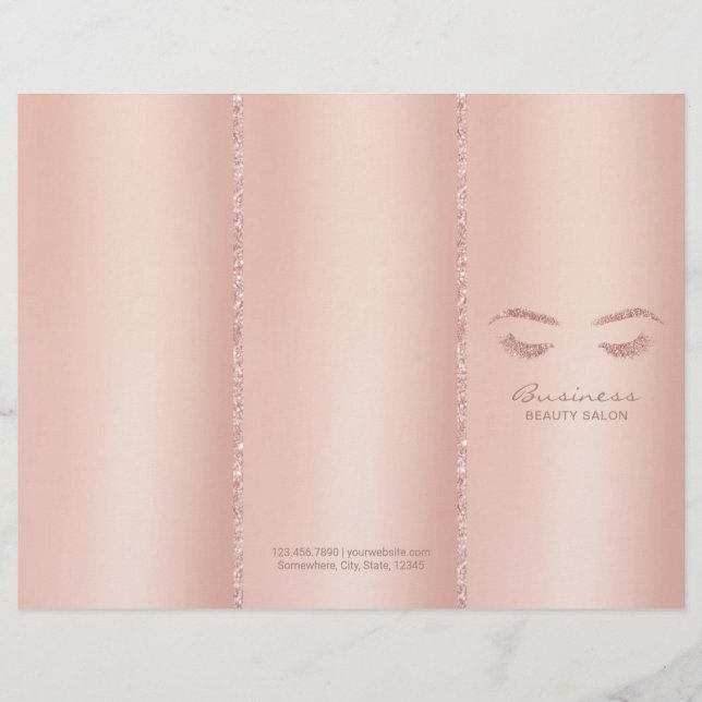 Lashes Makeup Artist Rose Gold Tri-Fold Bruchures (Front)