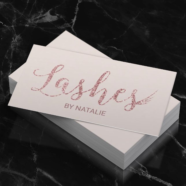 Lashes Makeup Artist Rose Gold Typography Eyelash Business Card (Creator Uploaded)
