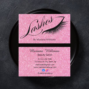 lashes, makeup artist stylish pink glitters luxury business card