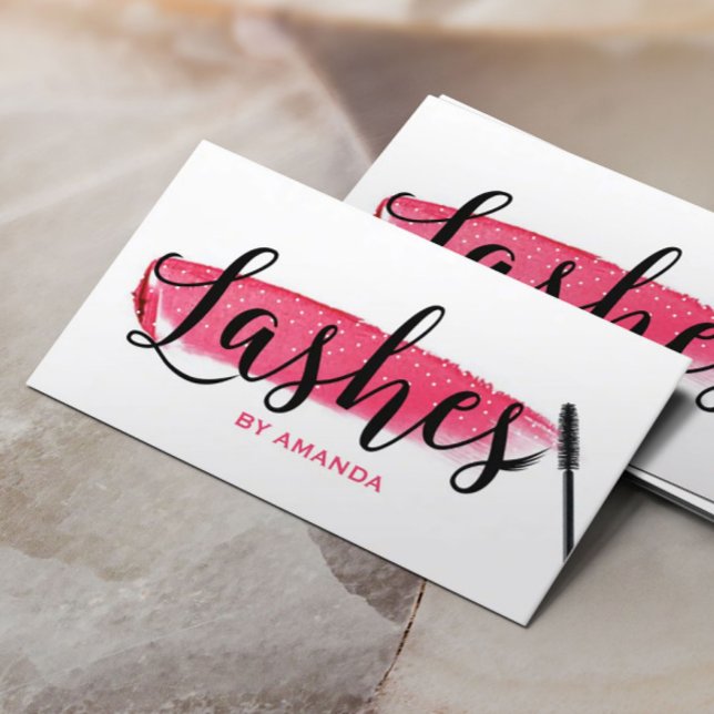 Lashes Makeup Artist Stylish Script Beauty Salon Business Card (Creator Uploaded)
