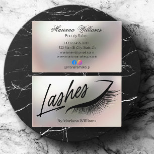 lashes, makeup artist stylish silver metallic business card