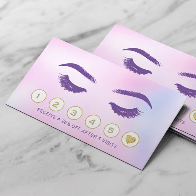 Lashes Makeup Artist Watercolor Pink Salon Loyalty Card (Creator Uploaded)