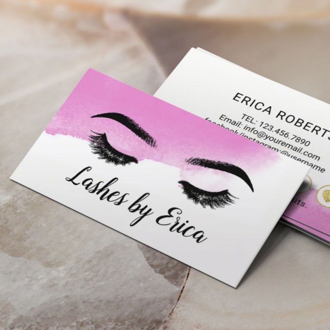 Lashes Makeup Artist Watercolor Salon Loyalty Card (Creator Uploaded)