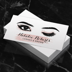 Lashes Makeup Artist Wink Eye Blush Pink Salon Business Card