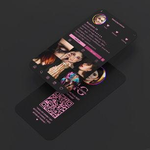 Lashes Makeup Brows Artist Nail Tech Black Pink Business Card