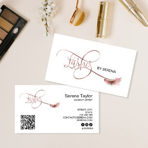 Lashes Makeup Girl Lash Extension QR Code Beauty Business Card