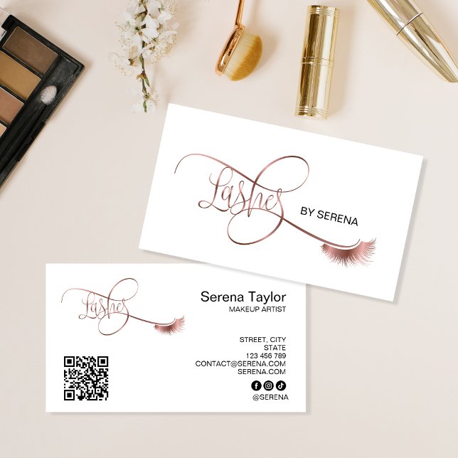 Lashes Makeup Girl Lash Extension QR Code Beauty Business Card (Creator Uploaded)