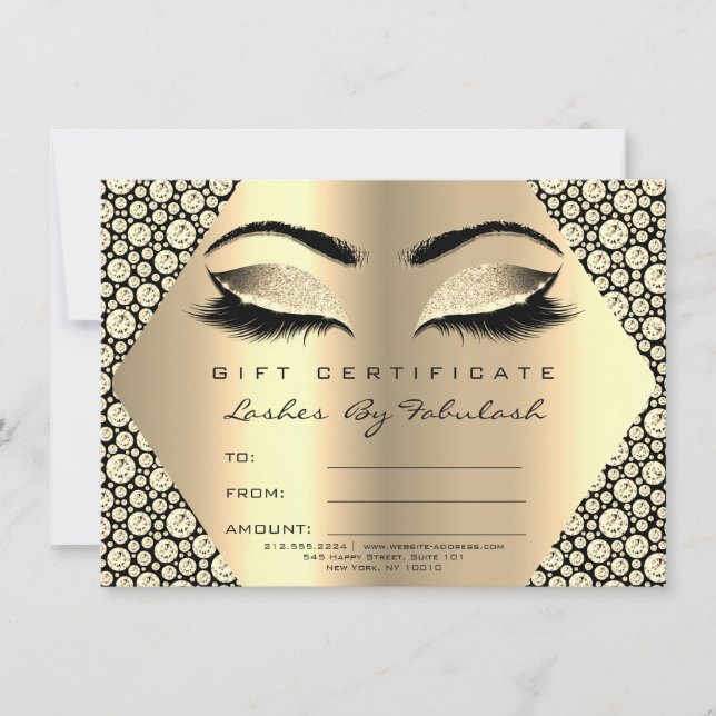 Lashes Makeup Gold Diamond Certificate Gift (Front)