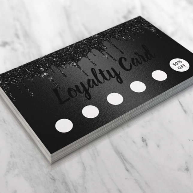 Lashes Makeup Hair Salon Black Drips Loyalty Card (Creator Uploaded)