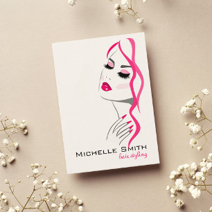 Lashes Manicure Hair Pink Girl Beauty Branding Business Card