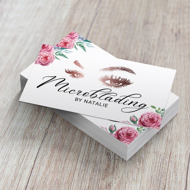 Lashes Microblading Elegant Typography Floral Business Card (Creator Uploaded)