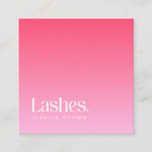 Lashes Modern Minimalist Elegant Pink Square Business Card