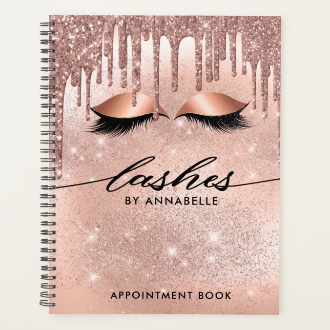 Lashes Modern Rose Gold  Appointment Book Planner (Front)