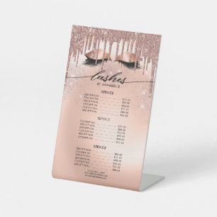 Lashes Modern Rose Gold Price List  Pedestal Sign