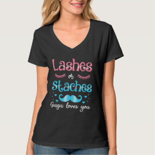Lashes Or Staches Gaga Loves You Gender Reveal T-Shirt