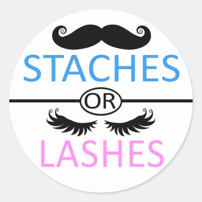 Lashes or Staches gender reveal stickers (Front)