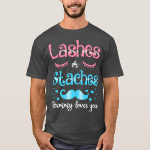 Lashes Or Staches Grammy Loves You Gender Reveal T-Shirt