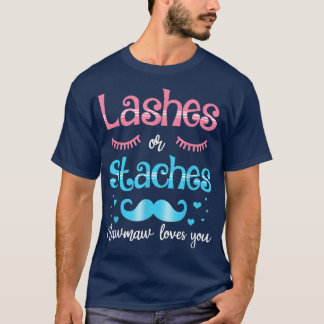 Lashes Or Staches Mawmaw Loves You Gender Reveal  T-Shirt
