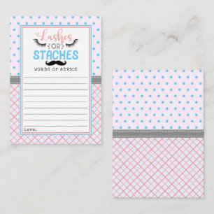 "Lashes Or Staches" Modern Gender Reveal Party Advice Card