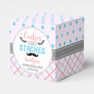 "Lashes Or Staches" Modern Gender Reveal Party Favour Box