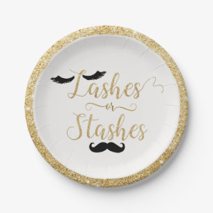 Lashes or Stashes Gender Reveal Baby Shower Paper Plate
