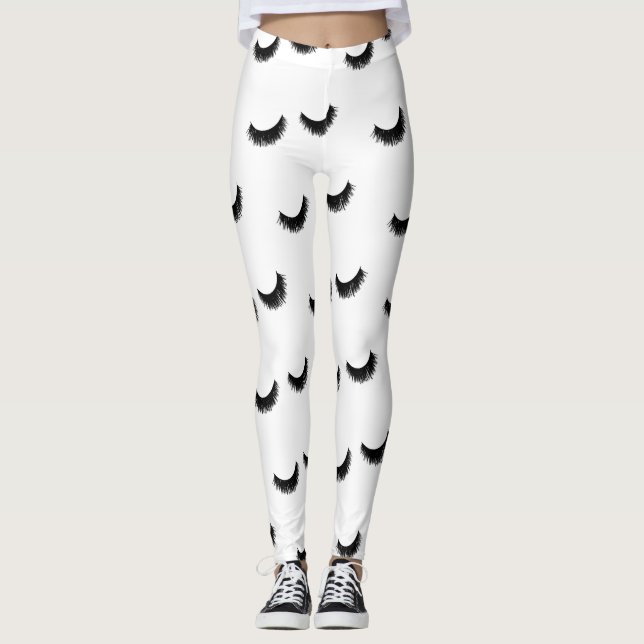 Lashes Pattern Eyelash Extensions Makeup Artist Leggings (Front)