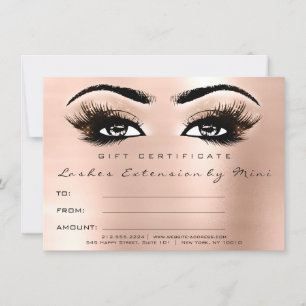 Lashes Pink Rose Blush Makeup Certificate Gift